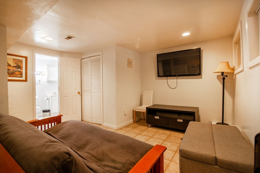 Lower Level With Bedroom and Full Bathroom and Full Futon